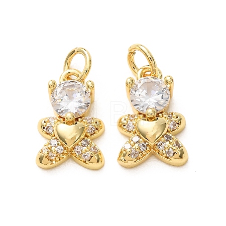 Brass Micro Pave Clear Cubic Zirconia Charms CU-E003-18G-03-1