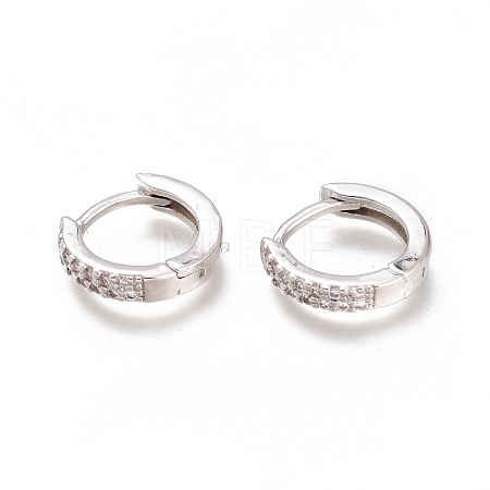 Brass Micro Pave Clear Cubic Zirconia Huggie Hoop Earrings ZIRC-H102-07P-1