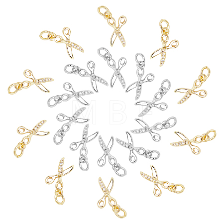 Brass Micro Pave Clear Cubic Zirconia Charms KK-PH0001-52-1