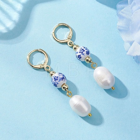 Brass Oval Leverback Earrings EJEW-JE06735-1