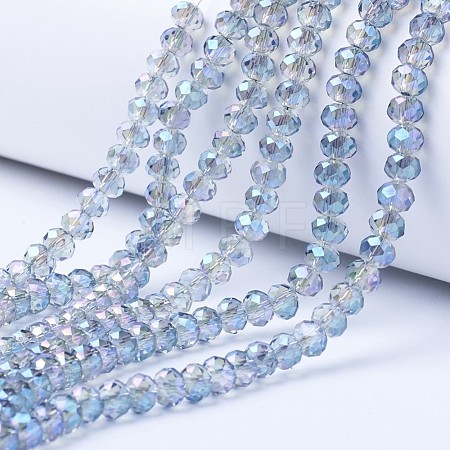 Electroplate Transparent Glass Beads Strands EGLA-A034-T4mm-Y05-1