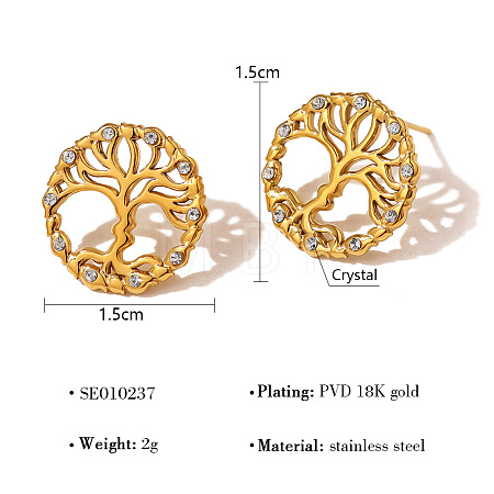 304 Stainless Steel Rhinestone Stud Earrings WGBC621-01-1