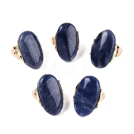Synthetic Blue Aventurine Stretch Finger Rings RJEW-N055-01A-1