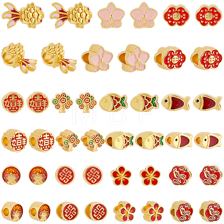 44Pcs 11 Styles Alloy Enamel European Beads ENAM-PA0001-02-1