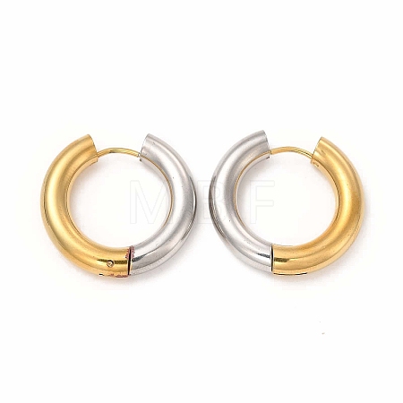 Two Tone 304 Stainless Steel Huggie Hoop Earrings for Women EJEW-C011-07F-1