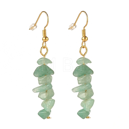 Natural Green Aventurine Chip Beaded Dangle Earrings EJEW-JE04788-01-1