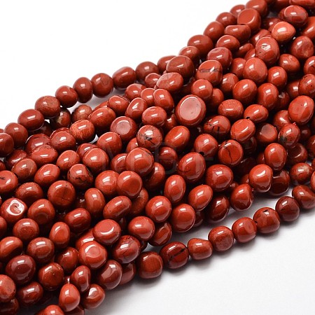 Natural Red Jasper Nuggets Beads Strands G-J335-46-1