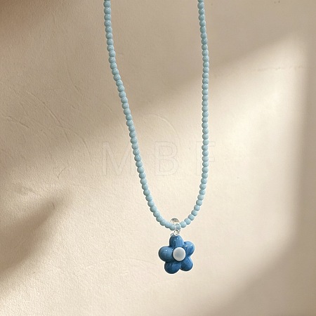 Summer Acrylic Flower Pendant Beaded Necklaces for Women WGAD42B-03-1