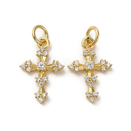 Brass Micro Pave Cubic Zirconia Pendants KK-P308-25G-1
