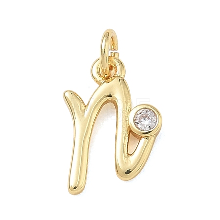 Brass Micro Pave Clear Cubic Zirconia Charms KK-D289-66G-N-1