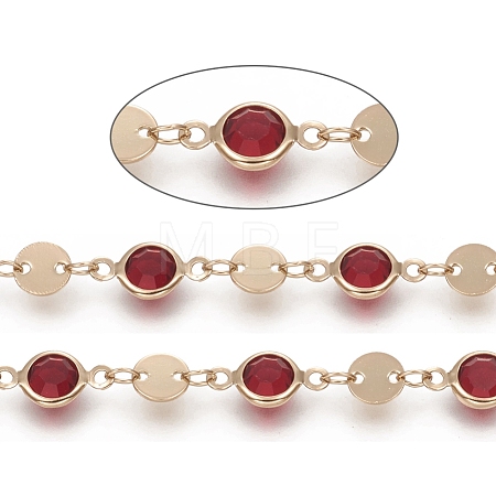 Handmade Flat Round Glass Beaded Chains CHC-G008-04LG-02-1