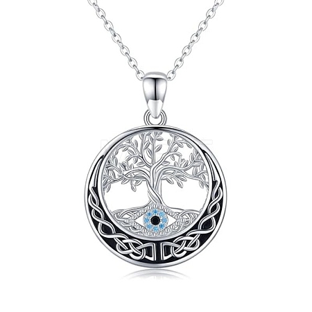 Gothic Alloy Rhinestone Tree of Life Pendant Necklaces for Women PW-WG4F1F7-01-1