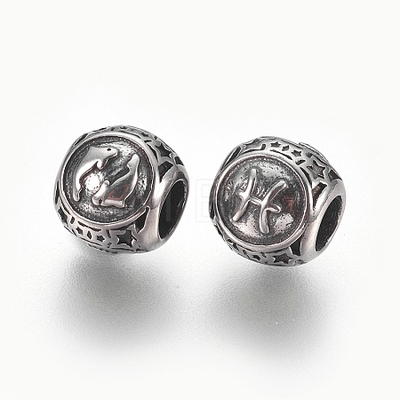 316 Surgical Stainless Steel European Beads STAS-F195-128P-11-1
