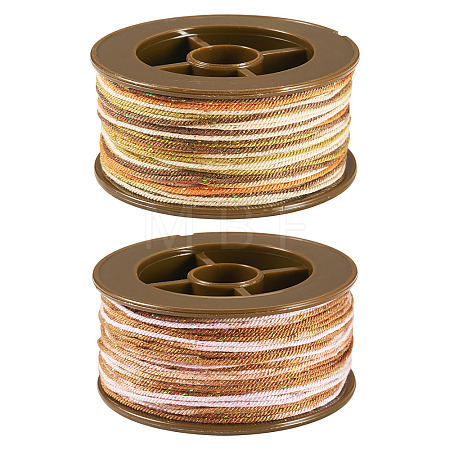 2 Rolls 2 Colors Segment Dyed Round Polyester Twisted Cords OCOR-TA0003-59C-1