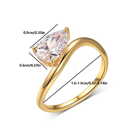 Brass Pave Single Cubic Zirconia Finger Rings for Women ZK8046-7-1