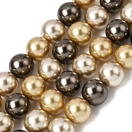 Baking Paint Pearlized Glass Pearl Round Bead Strands PEAR-H019-02D-15-1