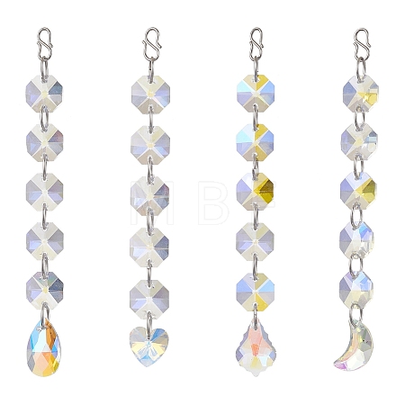 Christmas Glass Octagon Beads Hanging Suncatchers HJEW-JM02269-1