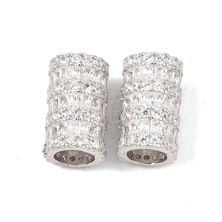 925 Sterling Silver Micro Pave Clear Cubic Zirconia Beads SE-CBAF1B2-16B-P-1