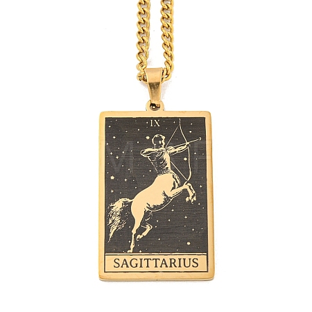 304 Stainless Steel Tarot Pendant Necklaces NJEW-A026-01G-09-1