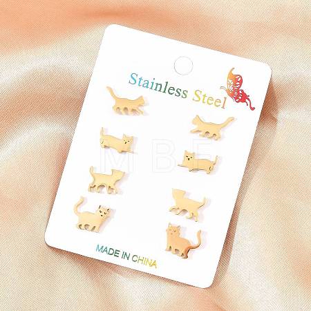 4 Pairs 304 Stainless Steel Stud Earrings EJEW-G469-02G-02-1