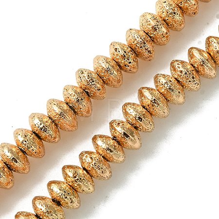 Electroplated Natural Lava Rock Beads Strands G-I360-P01-02-1