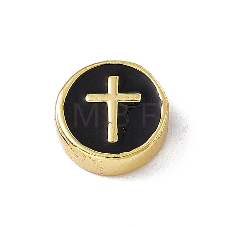 Real 18K Gold Plated Brass Enamel Beads LS-KK-F814-04G-03-1