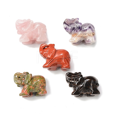 Elephant Natural Gemstone Figurine Display Decoration G-F737-02A-1