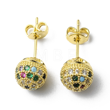 Rhinestone Disco Ball Stud Earrings EJEW-D055-07G-03-1