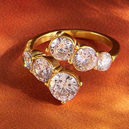 304 Stainless Steel Micro Pave Cubic Zirconia Cuff Open Rings for Women SA-CBAABBA-09B-G-1