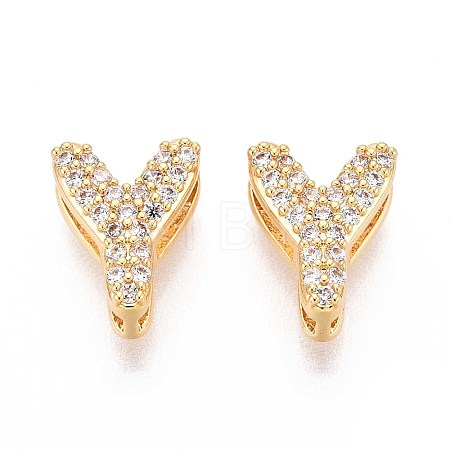 Brass Micro Pave Clear Cubic Zirconia Beads KK-T071-17G-Y-1