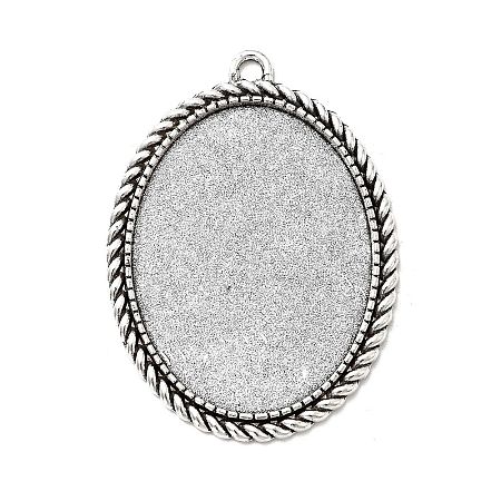 Tibetan Style Alloy Pendant Cabochon Settings X-TIBEP-N003-17AS-1