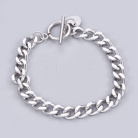 Tarnish Resistant 304 Stainless Steel Curb Chain Bracelets BJEW-P237-04P-1