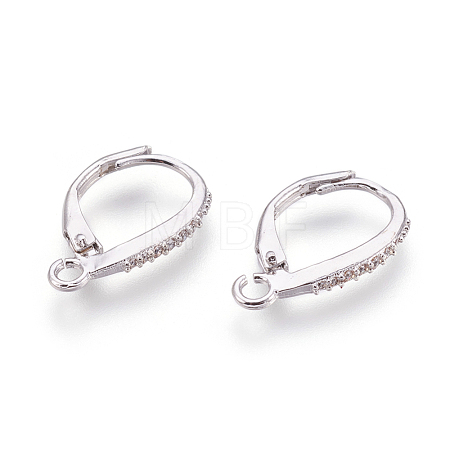 Brass Micro Pave Cubic Zirconia Leverback Earring Findings KK-O106-46P-1