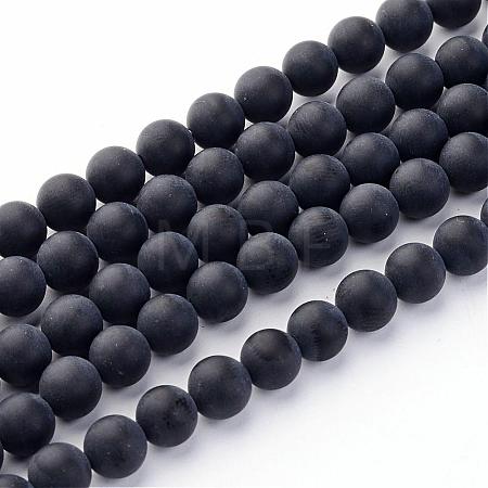 Grade A Natural Black Agate Beads Strands G447-3-1