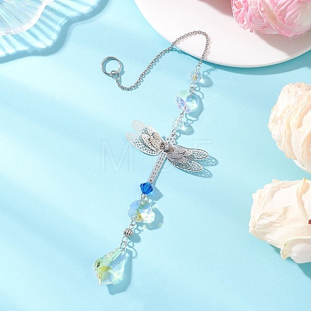Glass Teardrop Hanging Suncatchers HJEW-JM04755-03-1