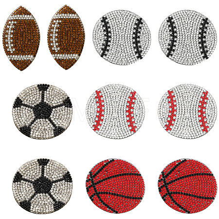 10Pcs 5 Styles Sports Resin & Glass Hotfix Rhinestone DIY-GF0014-27-1