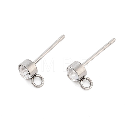 Non-Tarnish 202 Stainless Steel Rhinestone Stud Earring Findings X-STAS-U012-05P-1