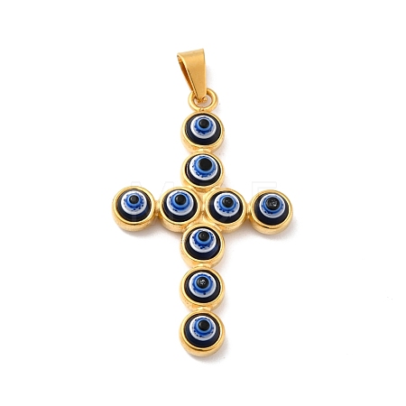 PVD Vacuum Plating Handmade Evil Eye Resin Big Pendants STAS-F277-17G-B-1