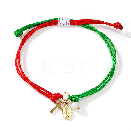 Handmade Adjustable Brass Cord Charm Bracelets OH6881-4-1