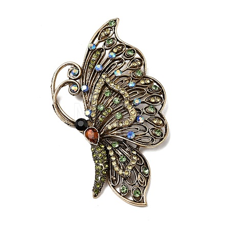 Retro Alloy & Glass Rhinestone Lapel Pin Brooches AC-CBA94E1-06-1