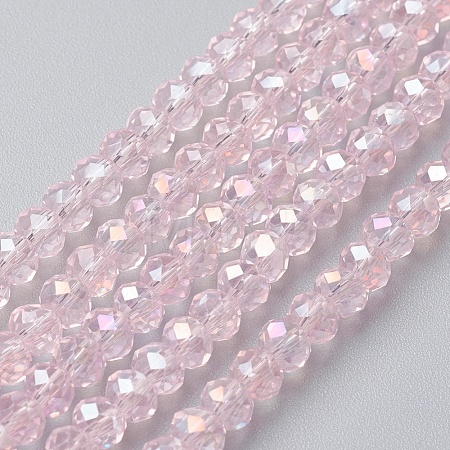Electroplate Glass Beads Strands X-EGLA-F124-FR-B05-1