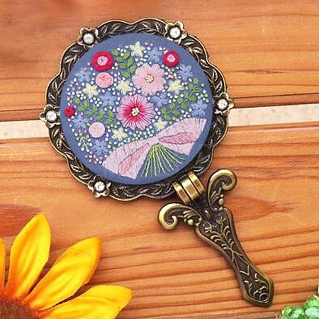 DIY Foldable Handheld Mirror Embroidery Starter Kit SENE-PW0003-056D-1