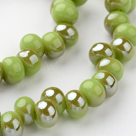 Teardrop Half Rainbow Plated Glass Bead Strands EGLA-J135-HR01-1