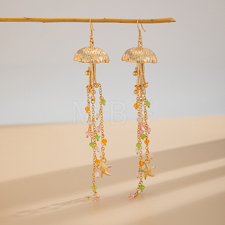 Alloy Jellyfish Tassel Dangle Earrings FS-WGBA216-04-1