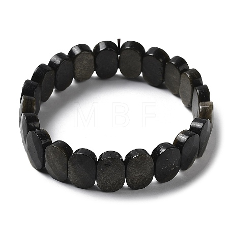 Natural Golden Sheen Obsidian Beaded Stretch Bracelet G-E010-01-05-1