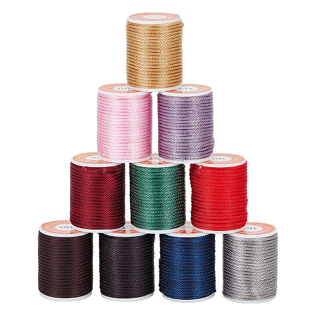 10 Rolls 10 Colors Polyester Braided Cords OCOR-GO0001-02-1