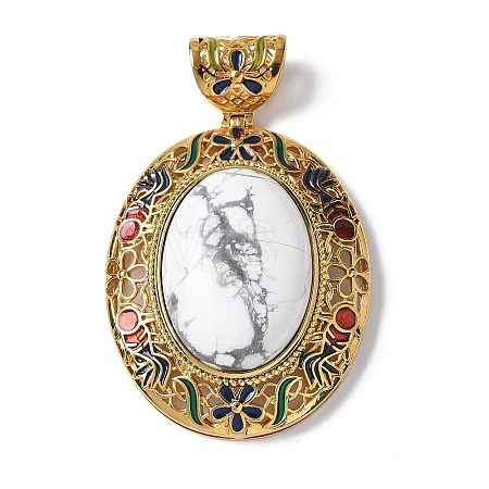 Natural Howlite Oval Pendants KK-K399-18B-02-1