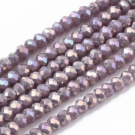 Electroplate Opaque Solid Color Glass Beads Strands EGLA-Q112-B15-1