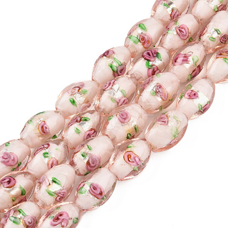 Handmade Silver Foil Glass Lampwork Beads LAMP-Q030-02O-1