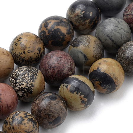 Natural Dendritic Jasper Beads Strands G-S259-10-8mm-1